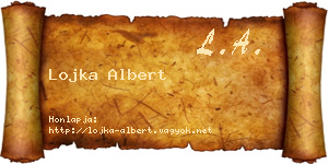 Lojka Albert névjegykártya